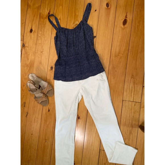 Navy dotted peplum tank blouse -size 8 - Picture 3 of 13